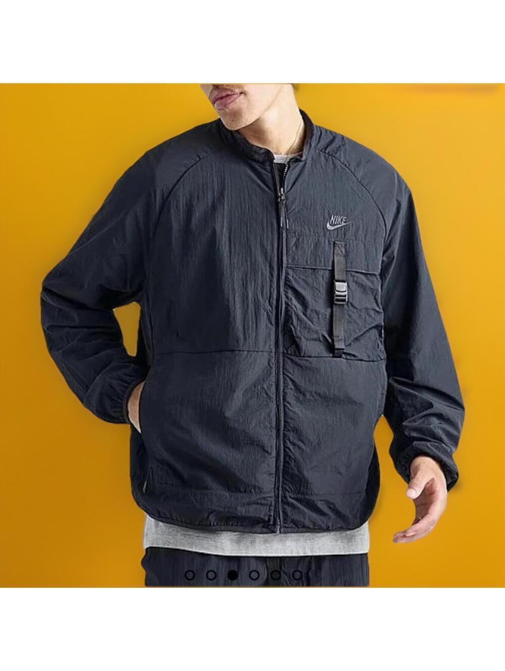 $160 Nike Sportswear Tech Woven Cargo Windbreaker BLACK  Jacket FZ0750 Men’s S